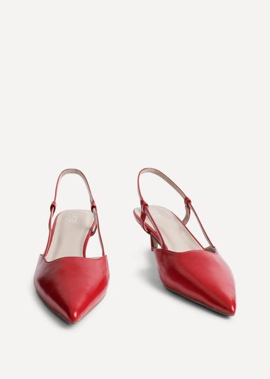 Linzi Refined Red Faux Leather Slingback Kitten Court Heels