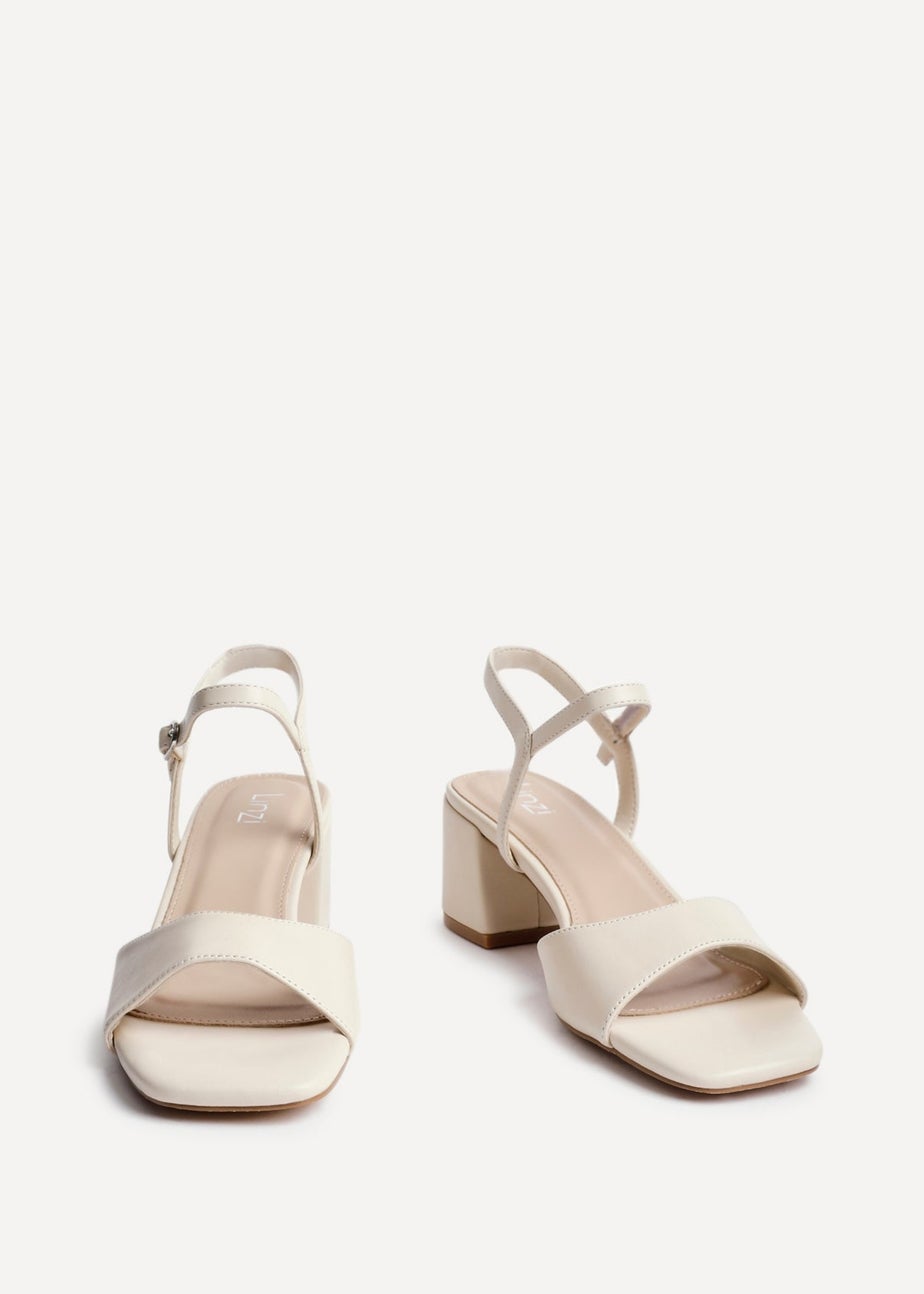 Linzi Darlene Nude Faux Leather Low Block Heeled Sandals