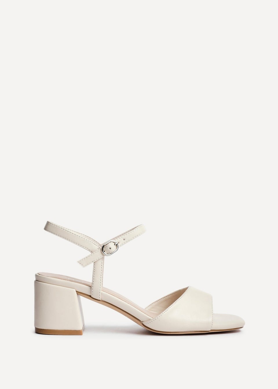 Linzi Darlene Nude Faux Leather Low Block Heeled Sandals