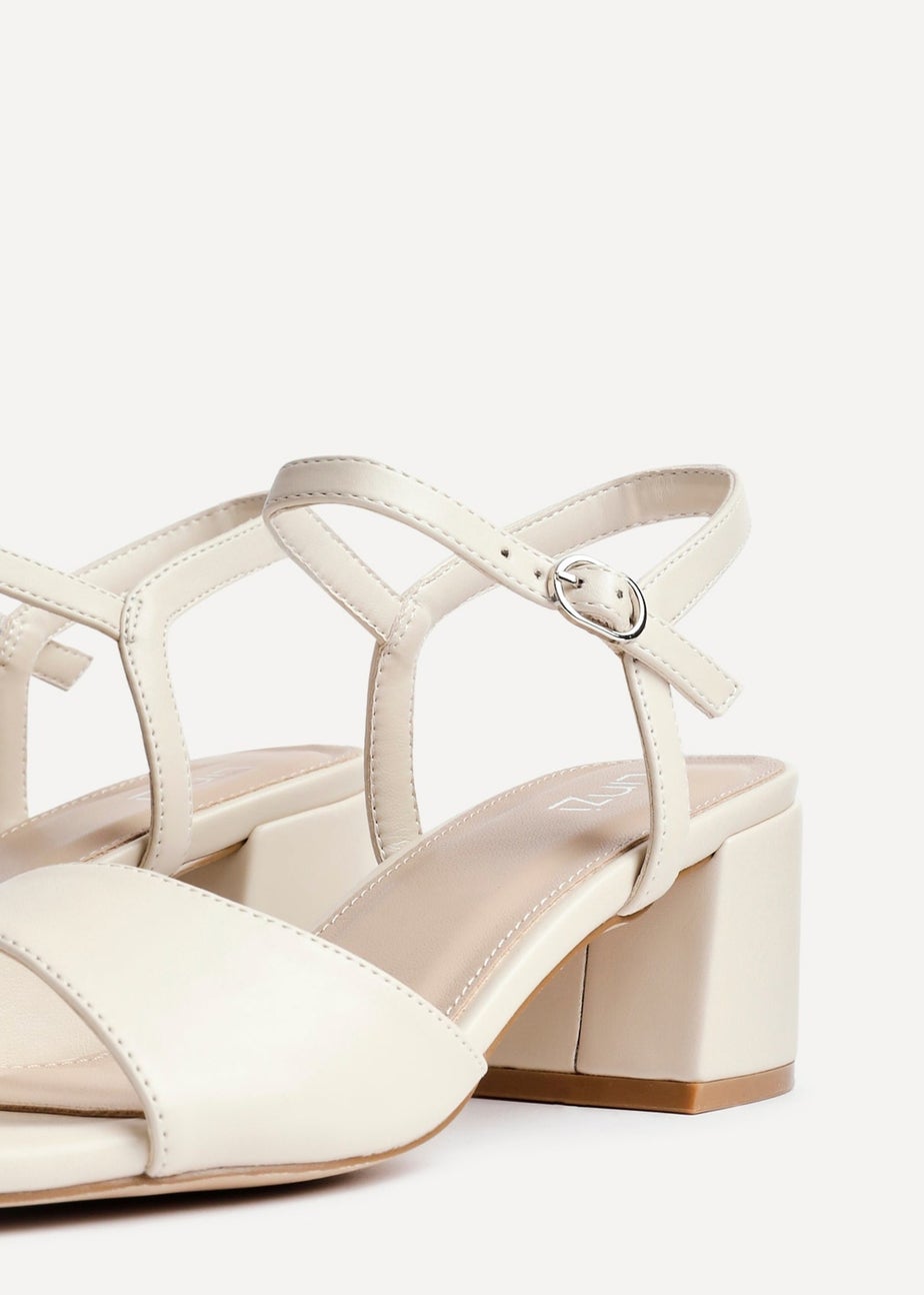 Linzi Darlene Nude Faux Leather Low Block Heeled Sandals