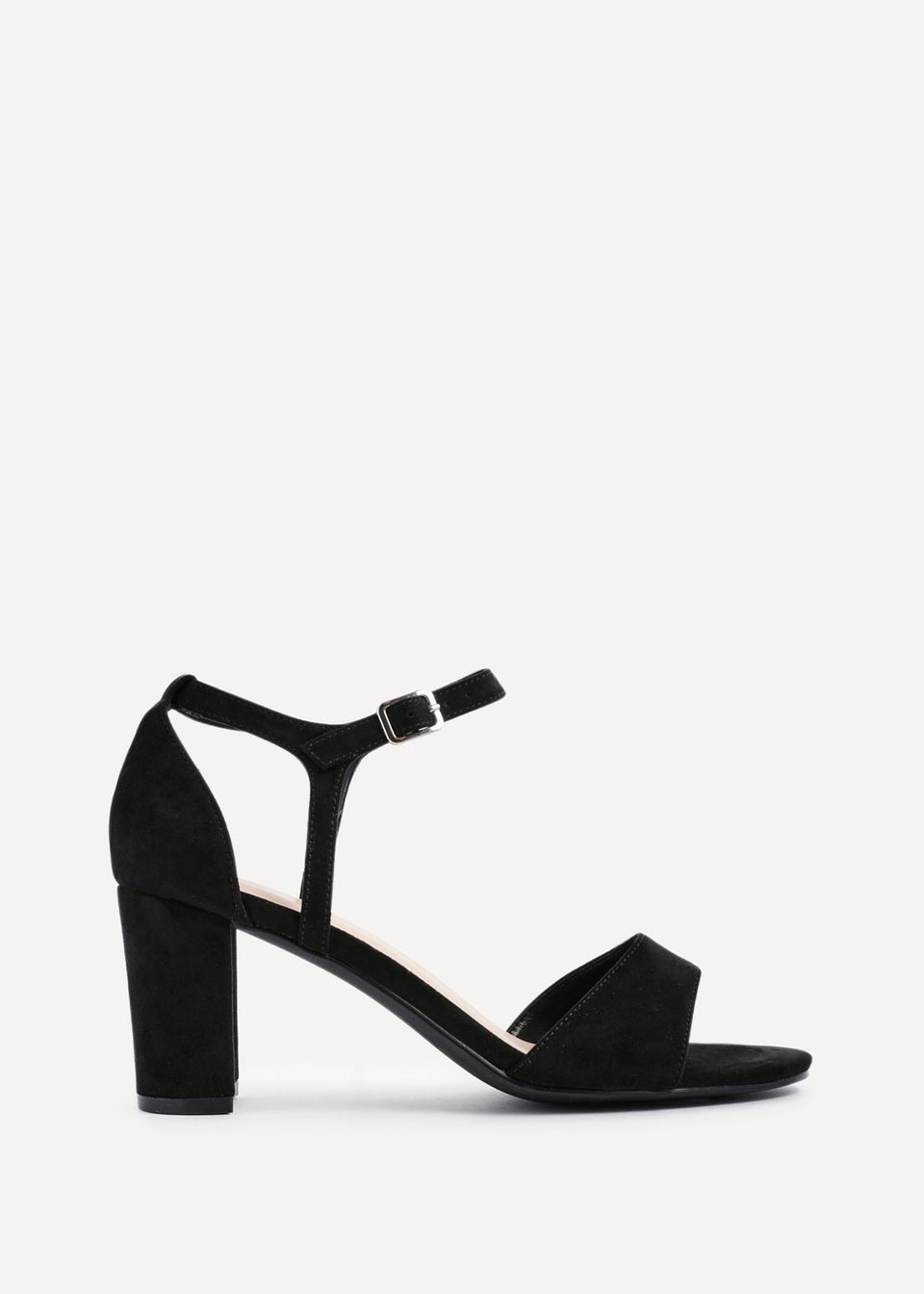 Linzi Abby Black Faux Suede Closed Back Block Heel Sandal