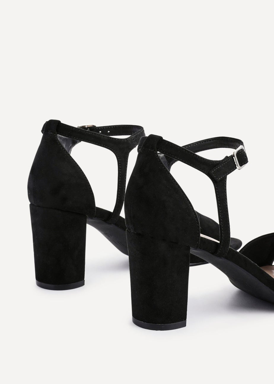 Linzi Abby Black Faux Suede Closed Back Block Heel Sandal