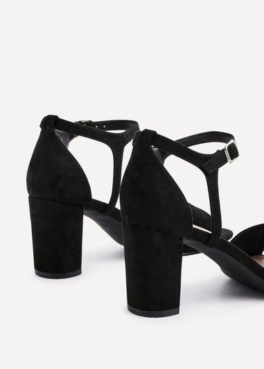 Linzi Abby Black Faux Suede Closed Back Block Heel Sandal