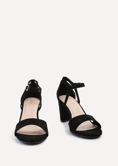 Linzi Abby Black Faux Suede Closed Back Block Heel Sandal