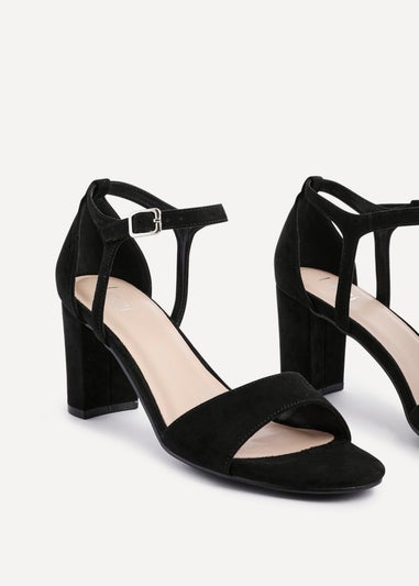 Linzi Abby Black Faux Suede Closed Back Block Heel Sandal