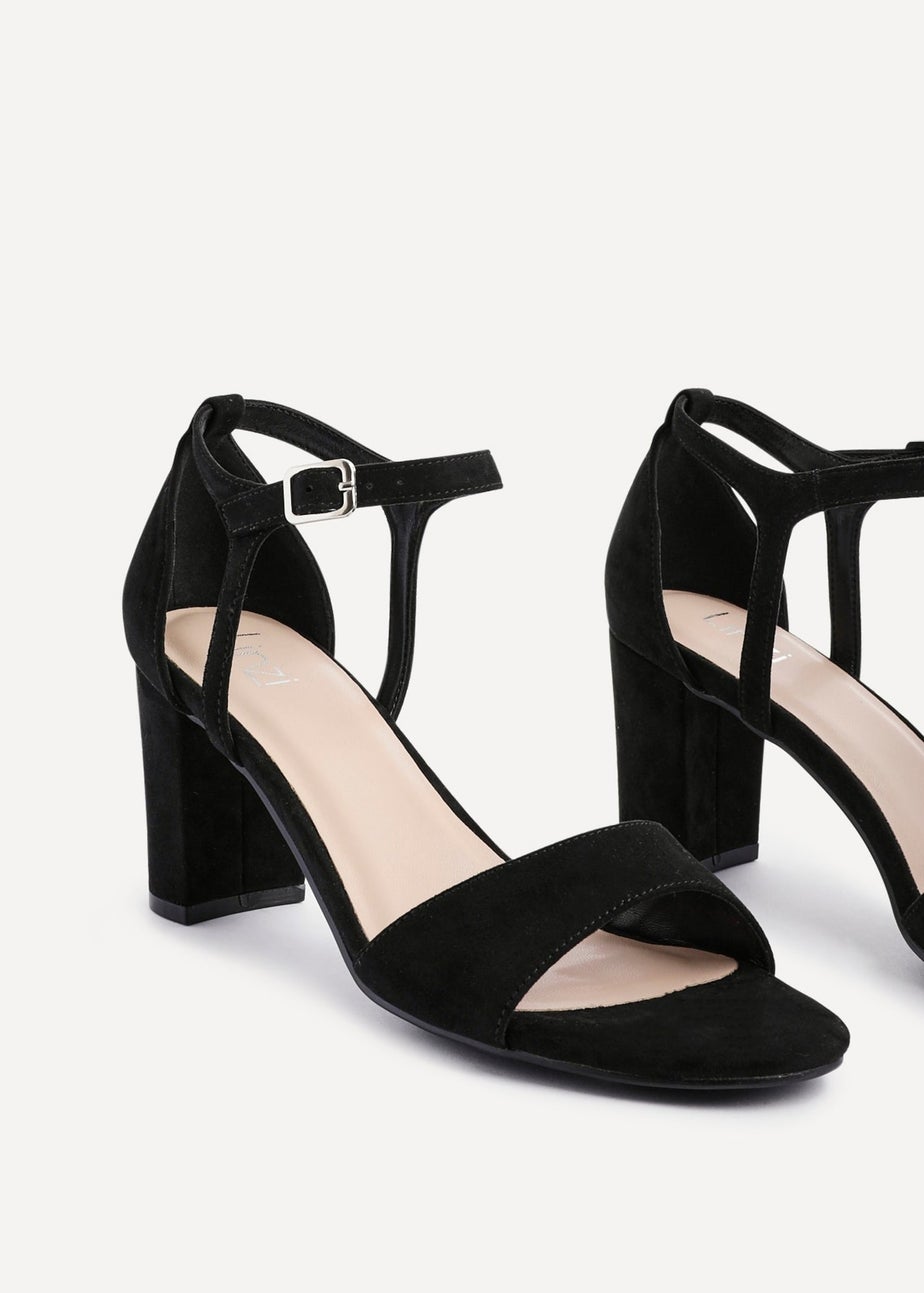 Linzi Abby Black Faux Suede Closed Back Block Heel Sandal