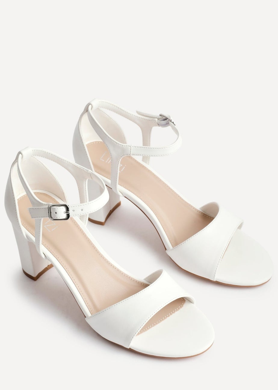 Linzi Abby White Faux Leather Closed Back Block Heel Sandal