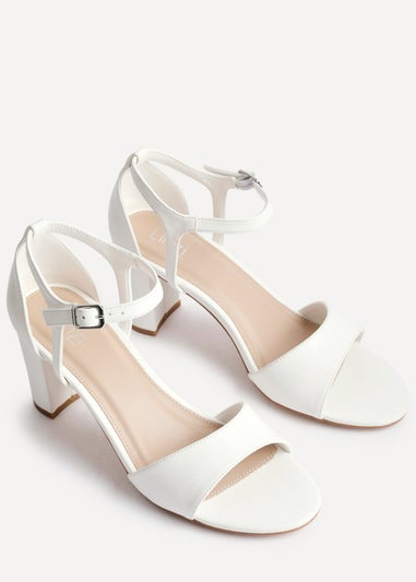 Linzi Abby White Faux Leather Closed Back Block Heel Sandal