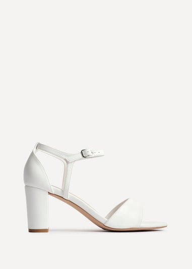 Linzi Abby White Faux Leather Closed Back Block Heel Sandal