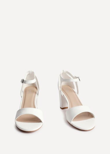 Linzi Abby White Faux Leather Closed Back Block Heel Sandal