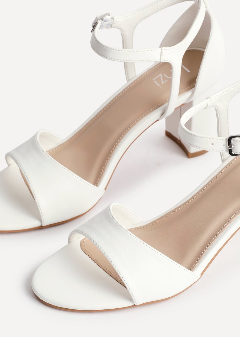 Linzi Abby White Faux Leather Closed Back Block Heel Sandal