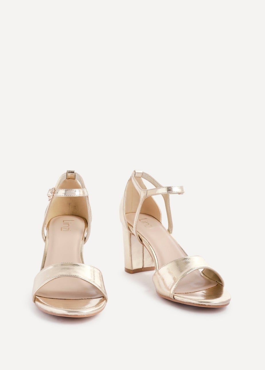 Linzi Abby Gold Faux Leather Closed Back Block Heel Sandal