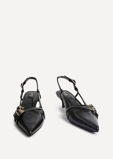 Linzi Retro Black Patent Kitten Court Heels