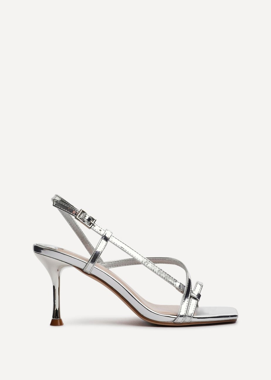 Linzi Midnight Silver Chrome Strappy Heeled Sandals