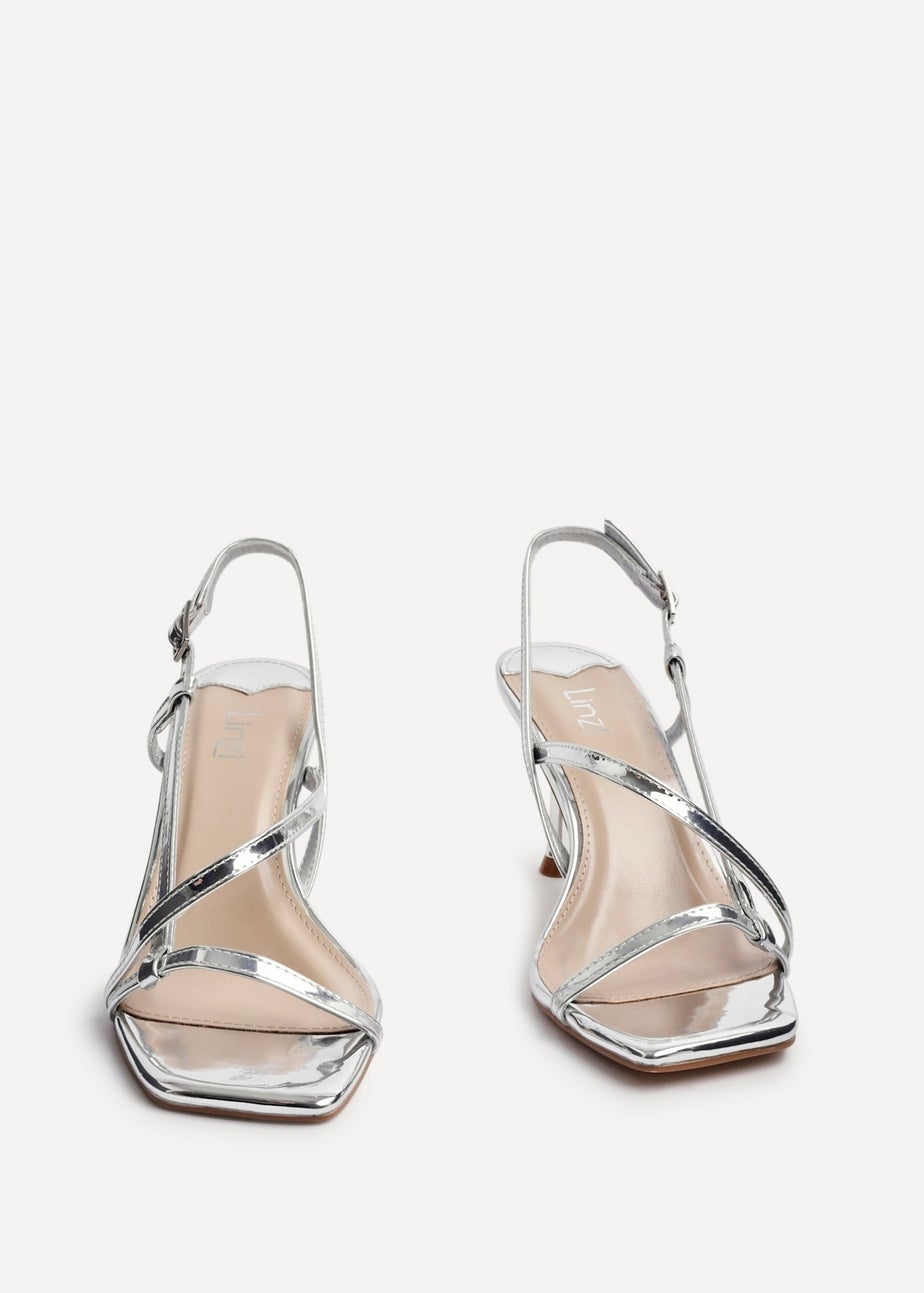 Linzi Midnight Silver Chrome Strappy Heeled Sandals