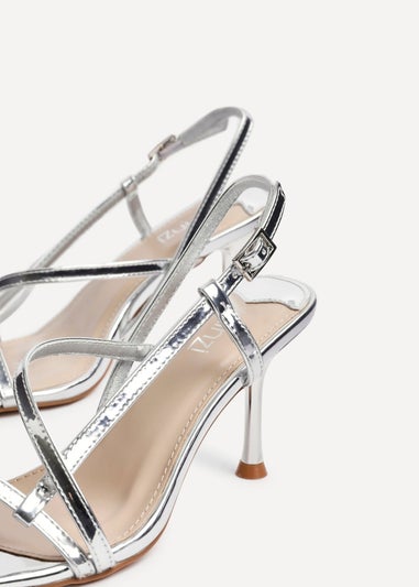 Linzi Midnight Silver Chrome Strappy Heeled Sandals
