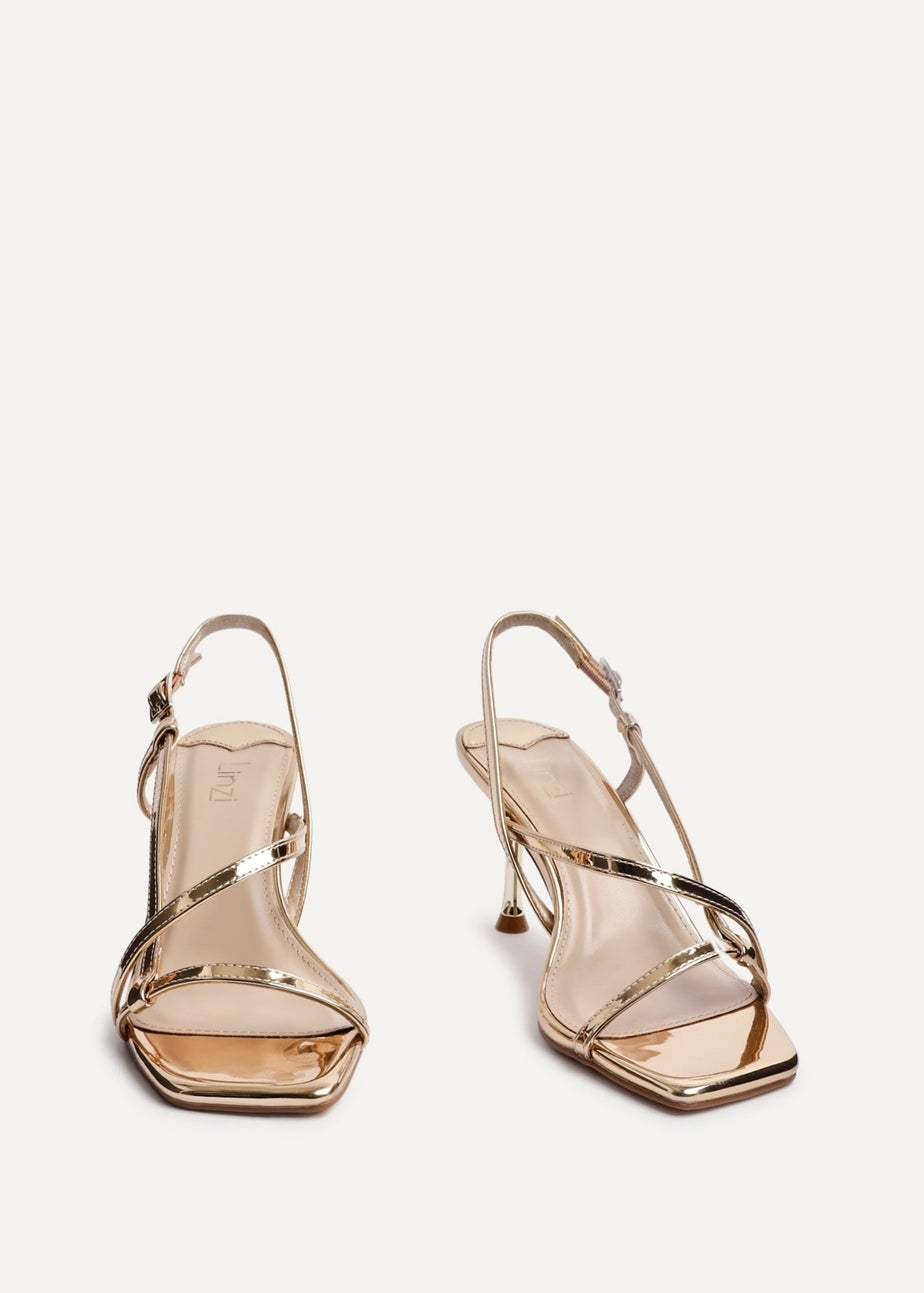 Linzi Midnight Gold Chrome Strappy Heeled Sandals