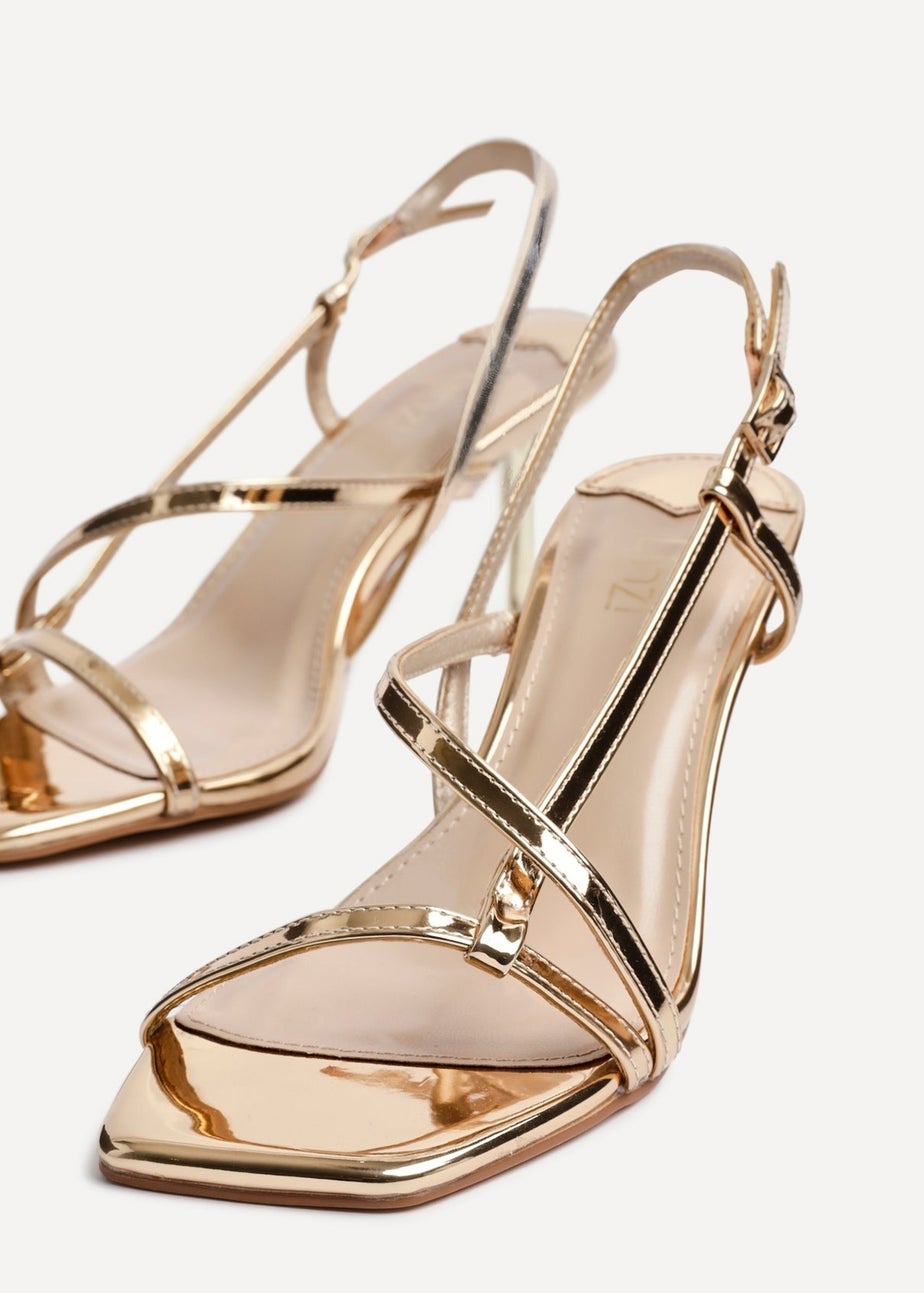 Linzi Midnight Gold Chrome Strappy Heeled Sandals