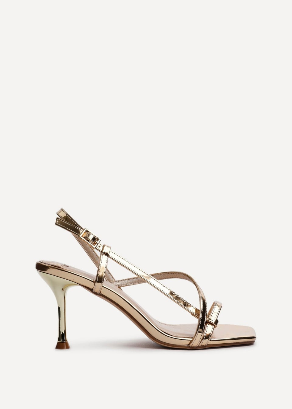 Linzi Midnight Gold Chrome Strappy Heeled Sandals