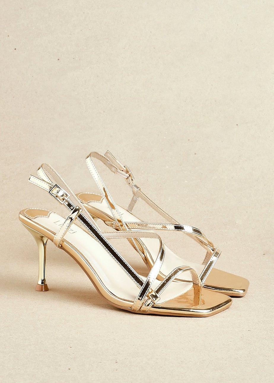 Linzi Midnight Gold Chrome Heeled Sandals