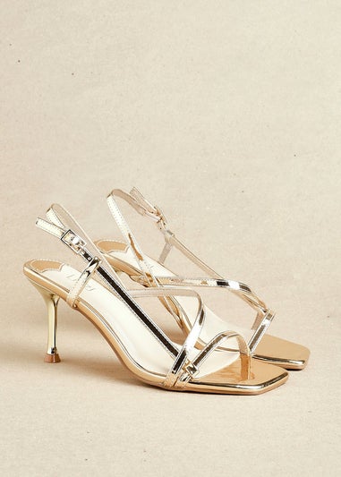 Linzi Midnight Gold Chrome Heeled Sandals