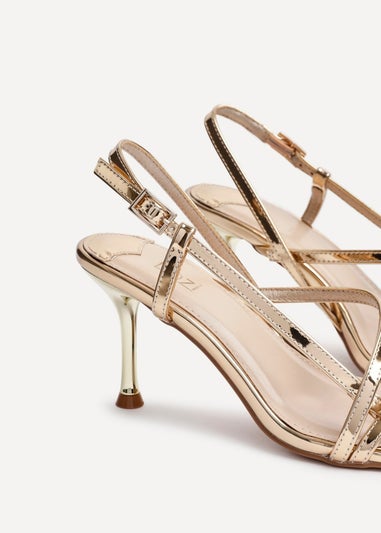 Linzi Midnight Gold Chrome Strappy Heeled Sandals