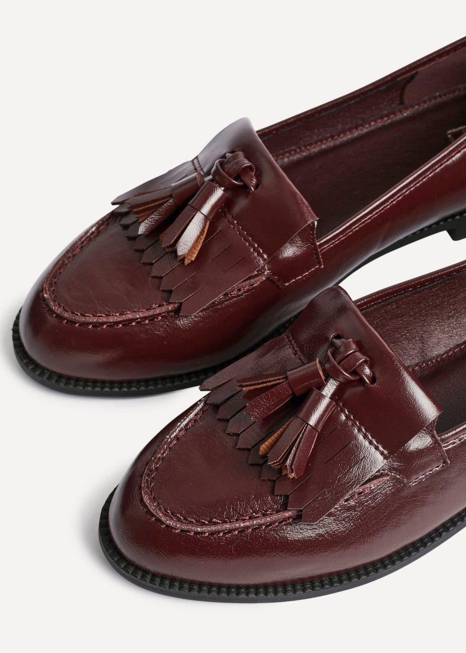 Linzi Rosemary Burgundy Faux Leather Classic Slip On Loafer