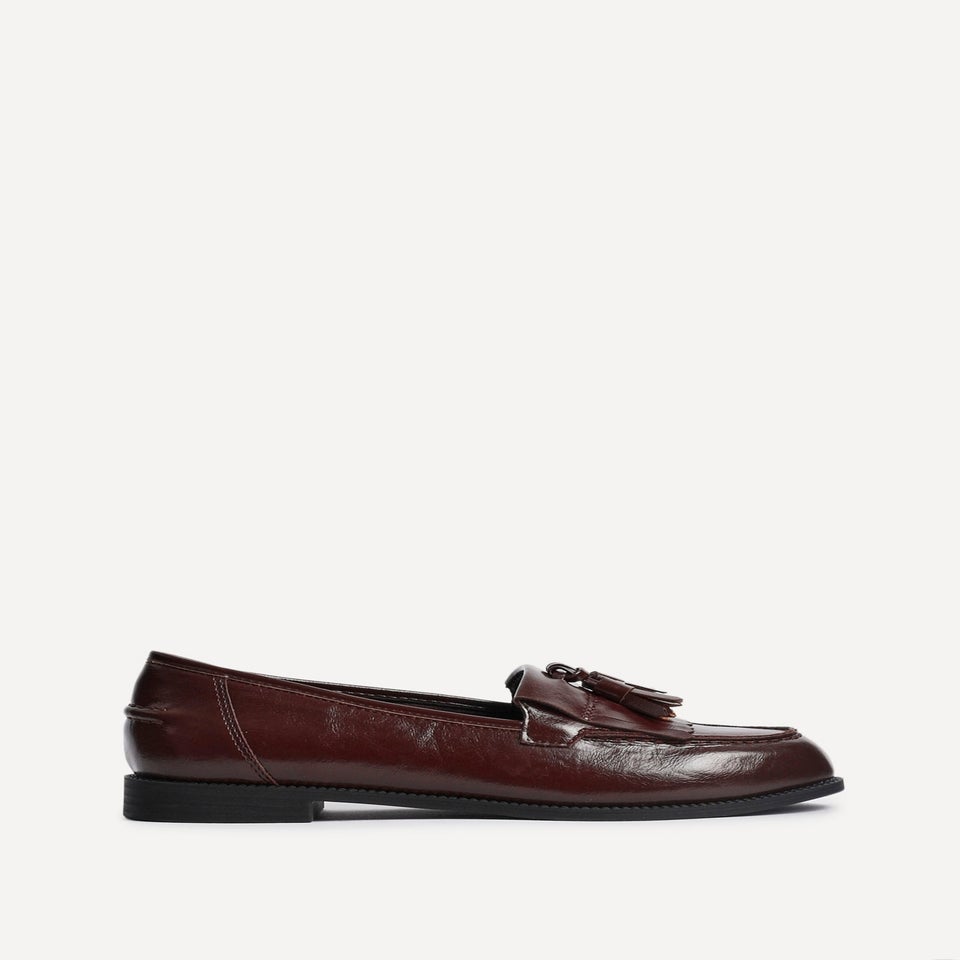 Linzi Rosemary Burgundy Faux Leather Classic Slip On Loafer