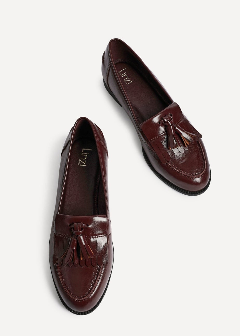 Linzi Rosemary Burgundy Faux Leather Classic Slip On Loafer