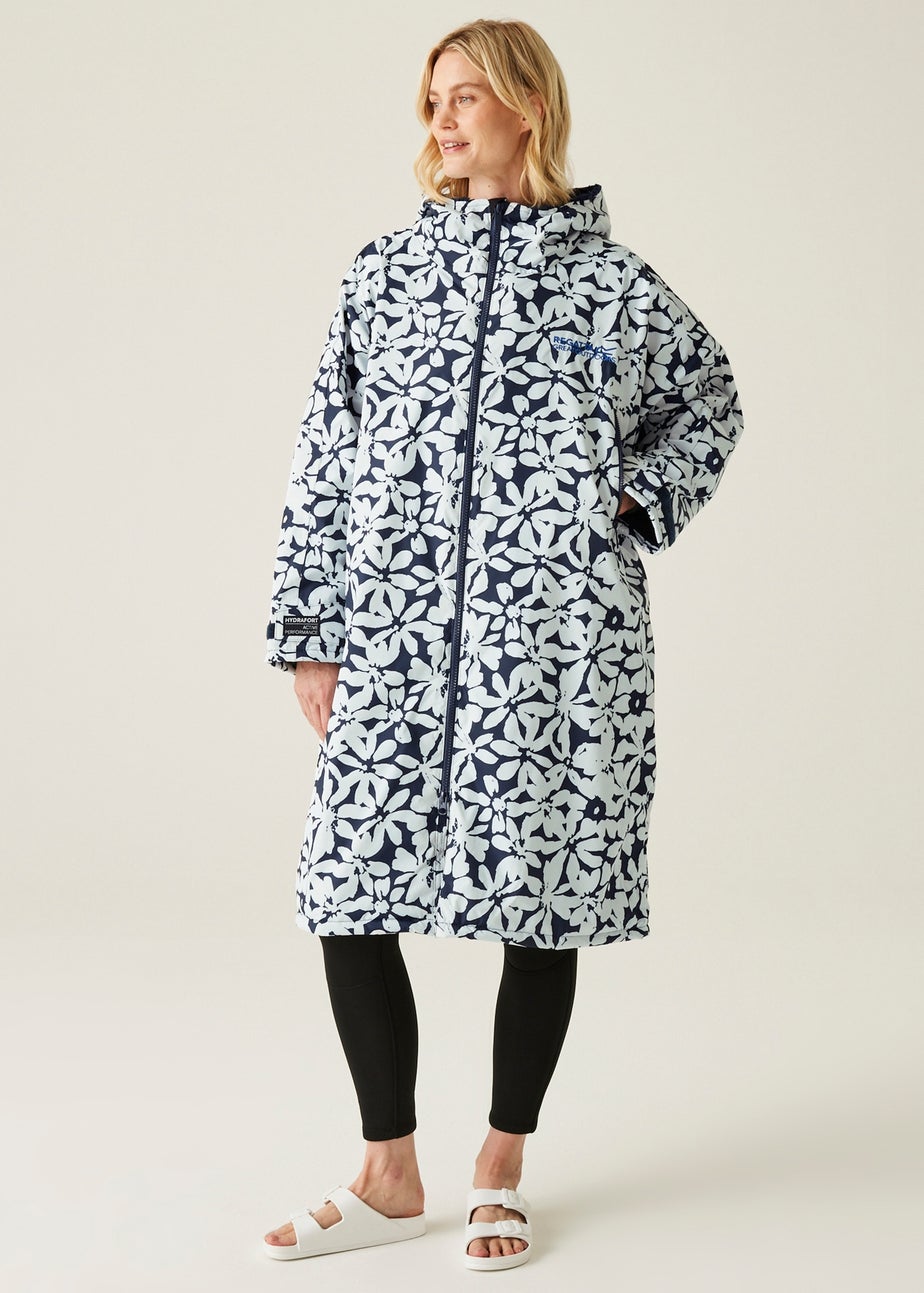 Regatta Navy/White Large Floral Changing Waterproof Hydrofort Robe