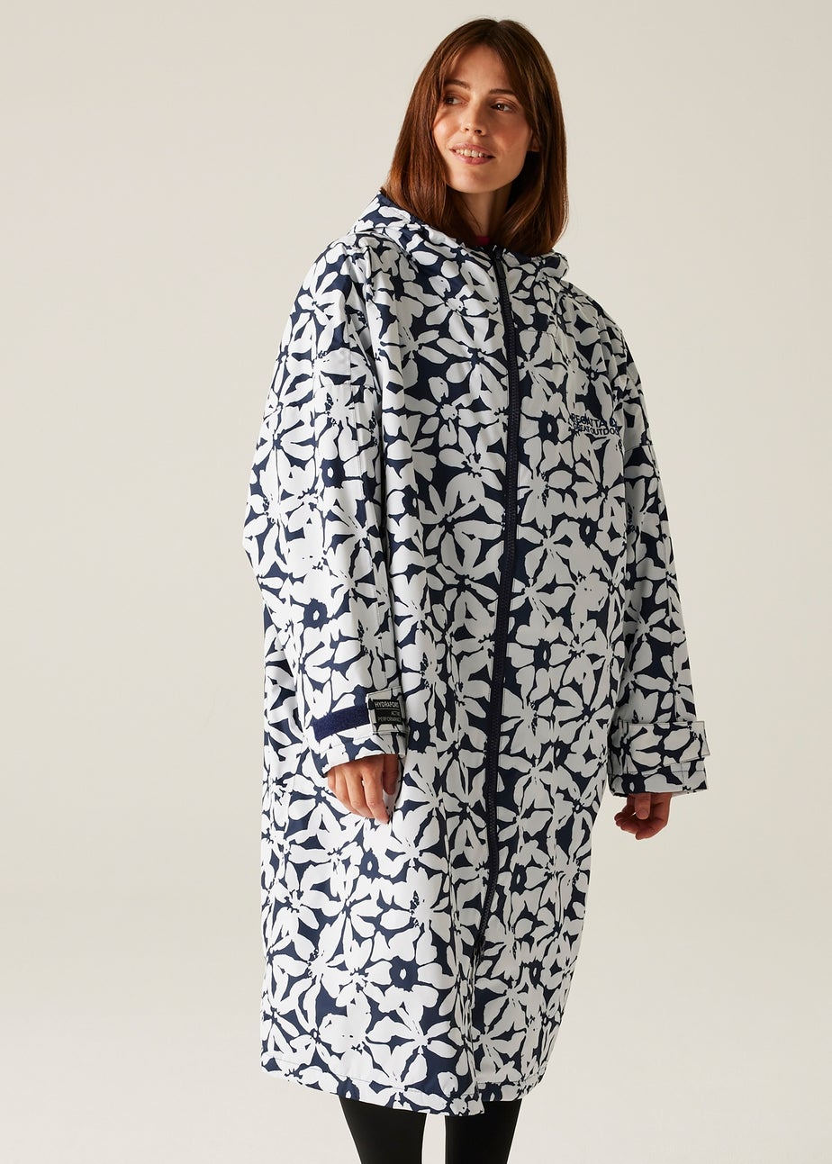 Regatta Navy/White Large Floral Changing Waterproof Hydrofort Robe