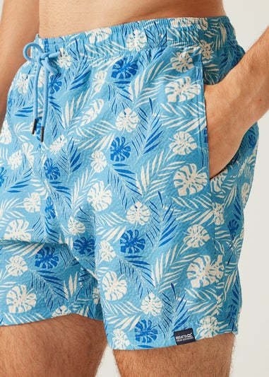 Regatta Elysium Blue Leaf Seersucker Loras Swim Shorts
