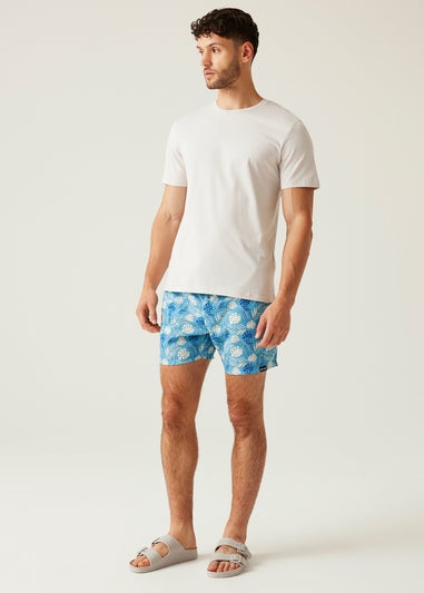 Regatta Elysium Blue Leaf Seersucker Loras Swim Shorts