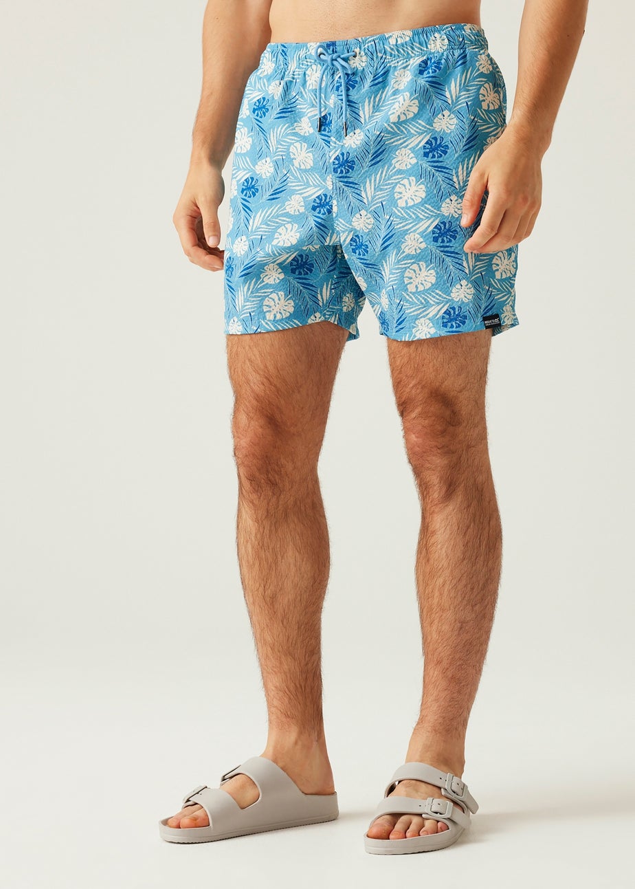 Regatta Elysium Blue Leaf Seersucker Loras Swim Shorts