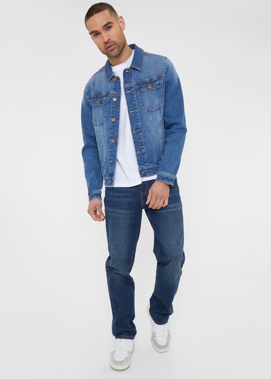 Threadbare Blue Burnsall Mid Wash Denim Jacket