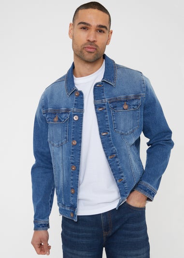 Threadbare Blue Burnsall Mid Wash Denim Jacket