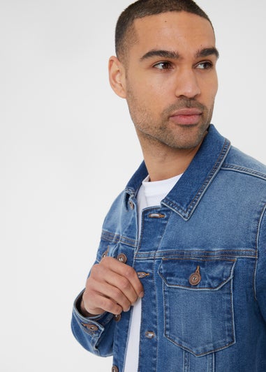 Threadbare Blue Burnsall Mid Wash Denim Jacket