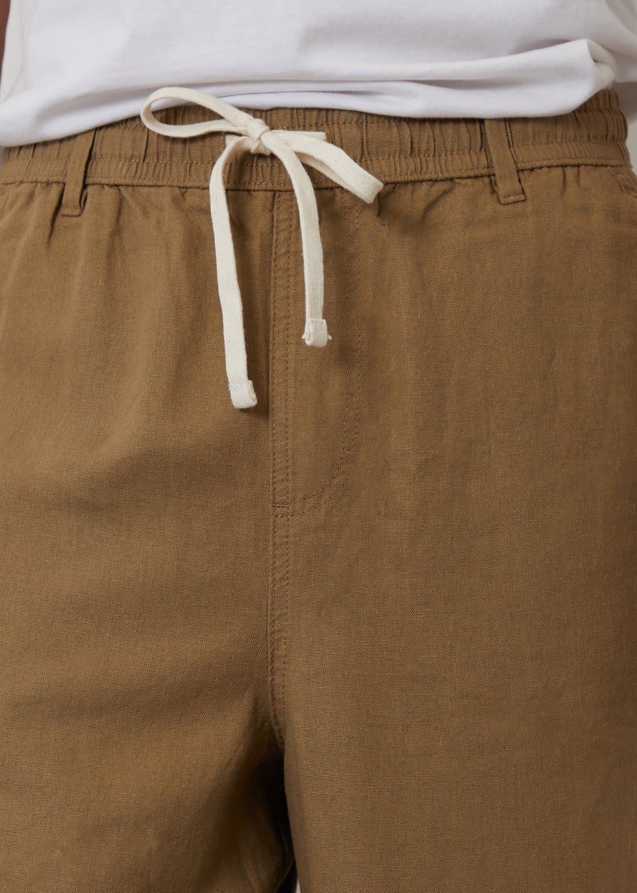 Threadbare Stone Linen Blend Loose Fit Trousers