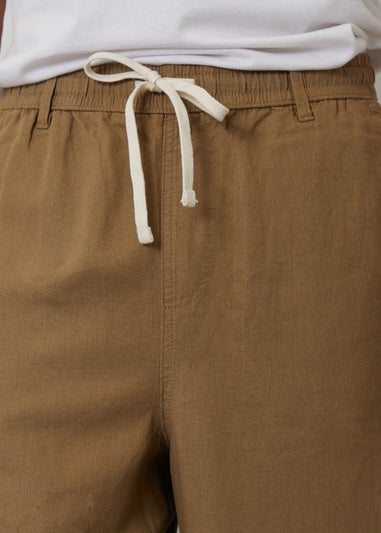 Threadbare Stone Linen Blend Loose Fit Trousers