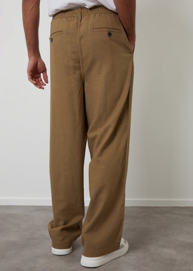 Threadbare Stone Linen Blend Loose Fit Trousers