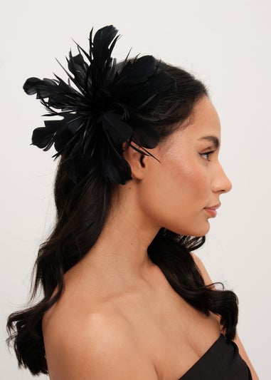Jon Richard Black Statement Floral Clip Fascinator