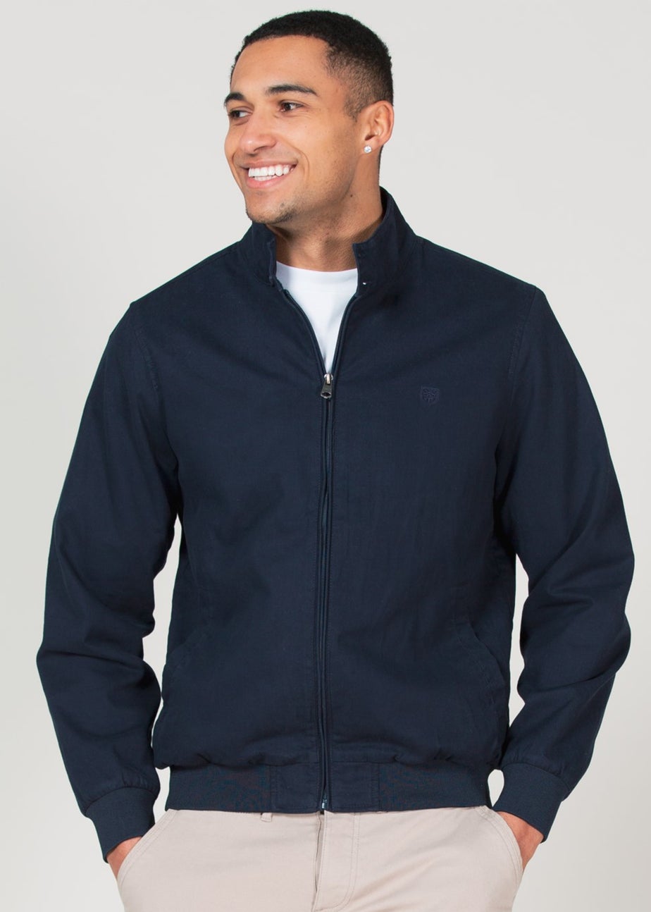 Kensington Eastside Navy Cotton Funnel Neck With Buttons Jacket