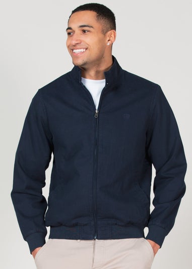 Kensington Eastside Navy Cotton Funnel Neck With Buttons Jacket
