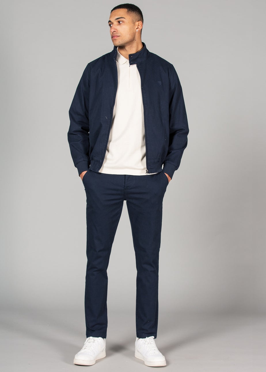 Kensington Eastside Navy Cotton Funnel Neck With Buttons Jacket