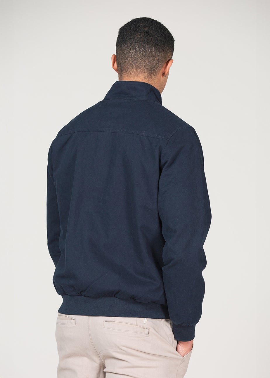 Kensington Eastside Navy Cotton Funnel Neck With Buttons Jacket