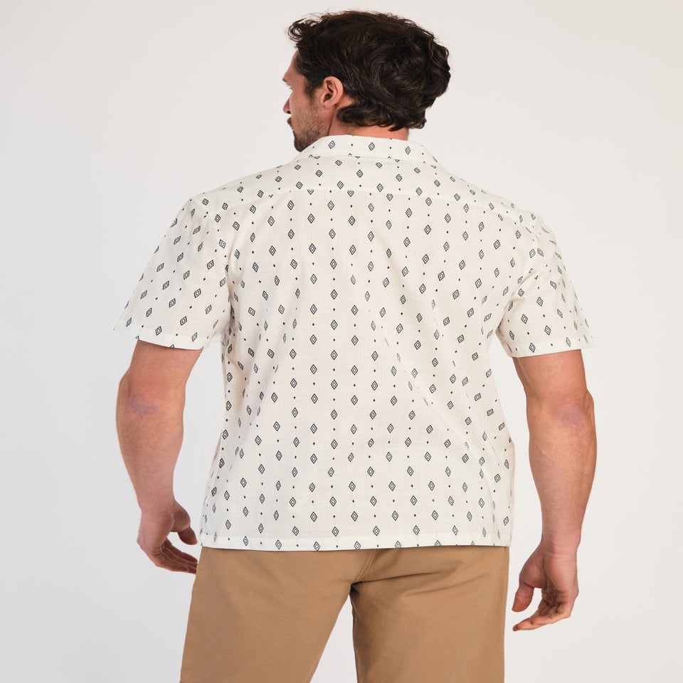 Kensington Eastside White Cotton Printed Short Sleeve Shirt