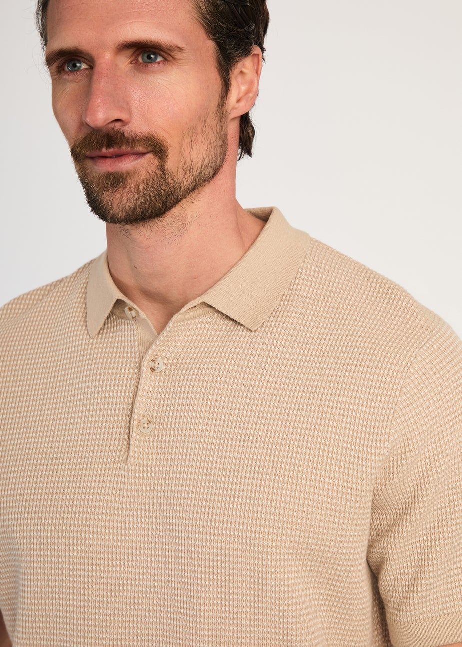 Kensington Eastside Stone Cotton Short Sleeve Button Up Polo Shirt