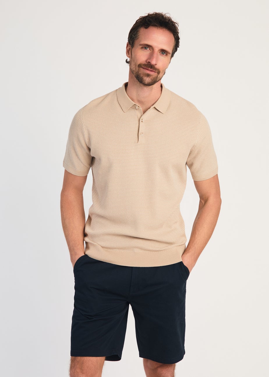 Kensington Eastside Stone Cotton Short Sleeve Button Up Polo Shirt
