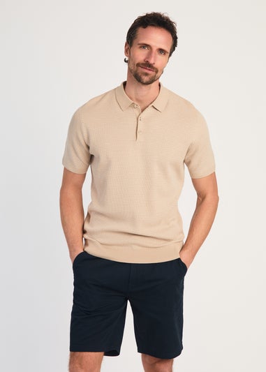 Kensington Eastside Stone Cotton Short Sleeve Button Up Polo Shirt