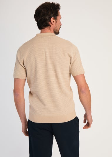 Kensington Eastside Stone Cotton Short Sleeve Button Up Polo Shirt